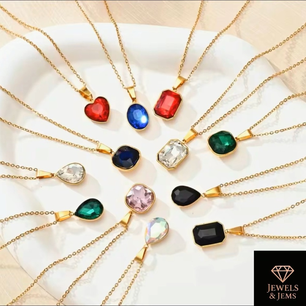 Red and Blue Gemstone Necklace Collection